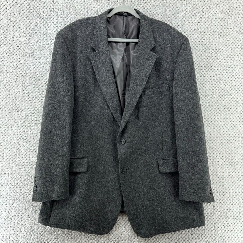Jos A Bank Blazer Men LT 100% Camel Hair Gray Coat Jacket Lined 2 Button Pockets